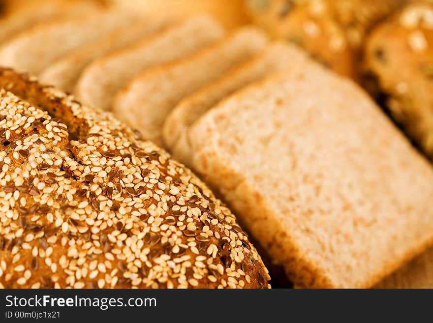 Different kinds of baked bread. Different kinds of baked bread