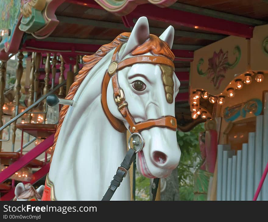 Carousel horse in an old carousel in south france. Carousel horse in an old carousel in south france