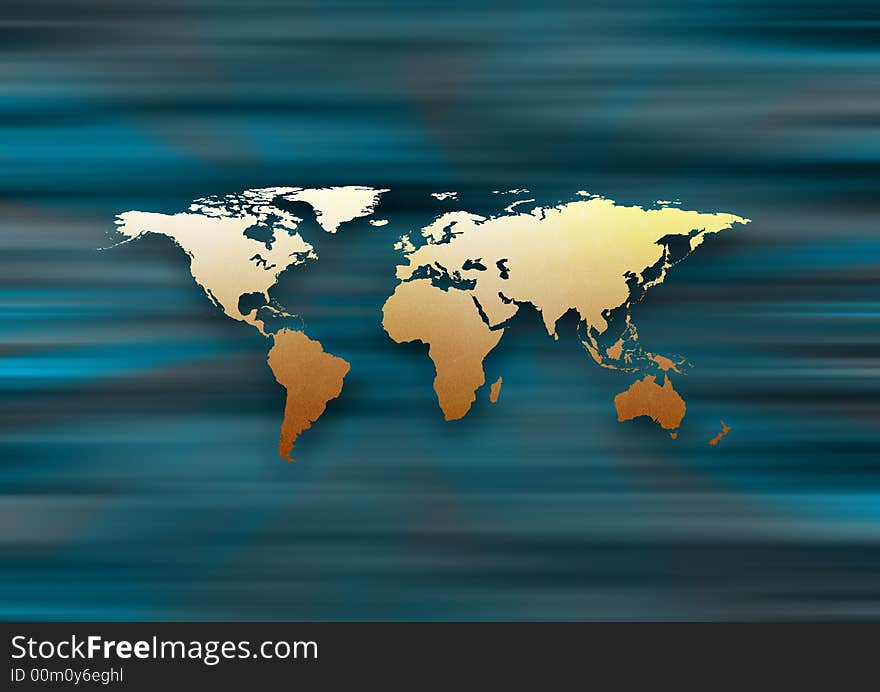 World map on blur background