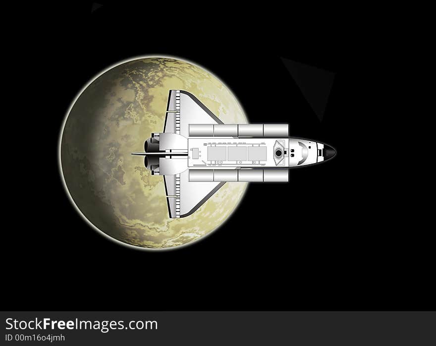 Vector art of Space shuttle with moon in the background. Vector art of Space shuttle with moon in the background