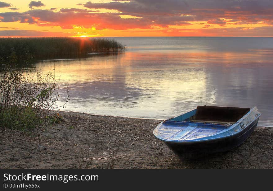 At daylight on Curonian lagoon