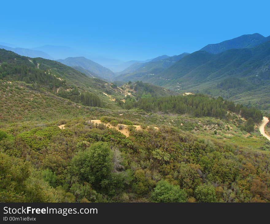 Blue sky over green mountain hills. Blue sky over green mountain hills