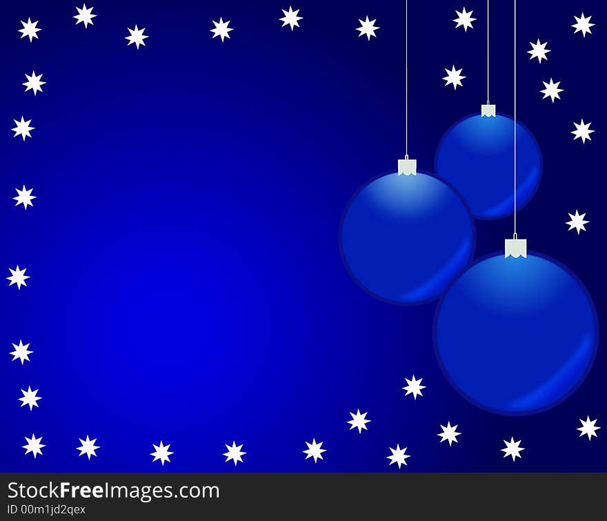 Christmas Background withs white stars and blue balls