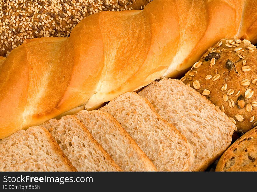 Different kinds of baked bread. Different kinds of baked bread