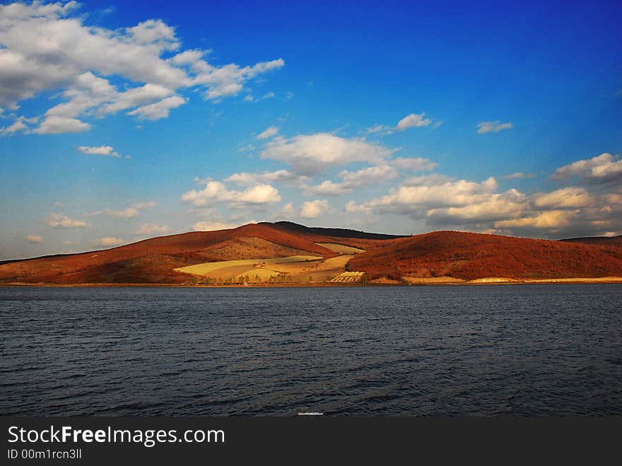 Nature    
Autumn lake and mountains