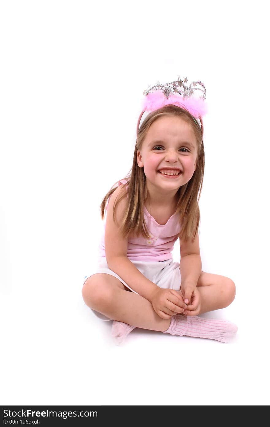 Nice young girl on the white background