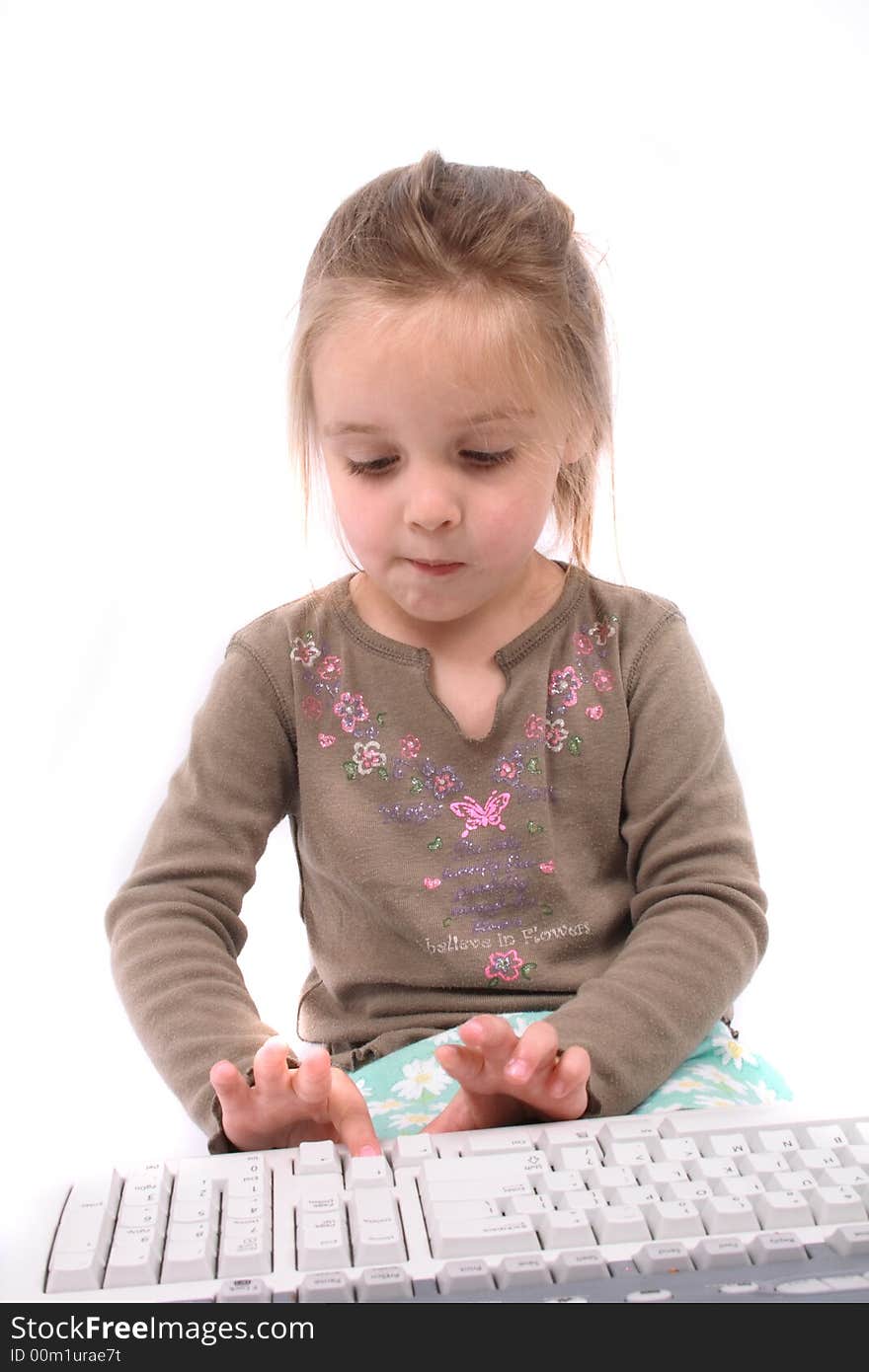 Nice young girl on the white background