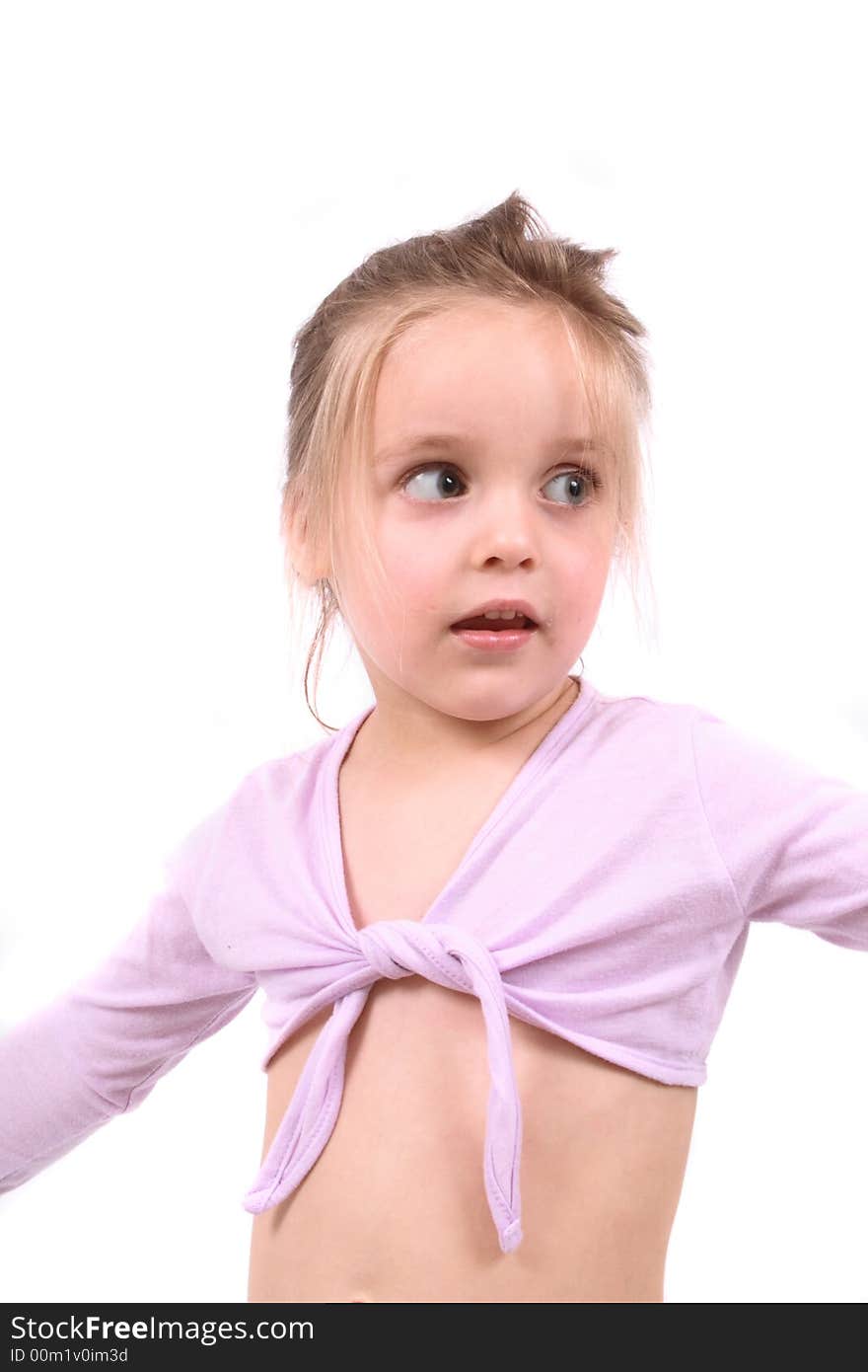 Nice young girl on the white background