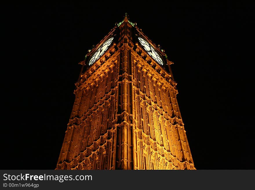 Big Ben monument at night in the light. Big Ben monument at night in the light.