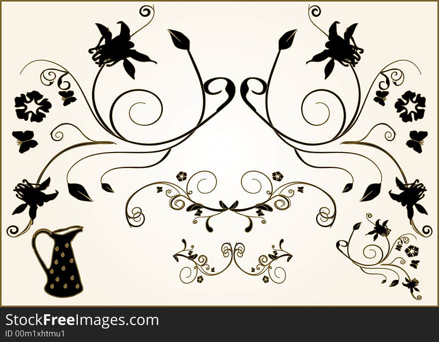 Design floral vector frame elements. Design floral vector frame elements