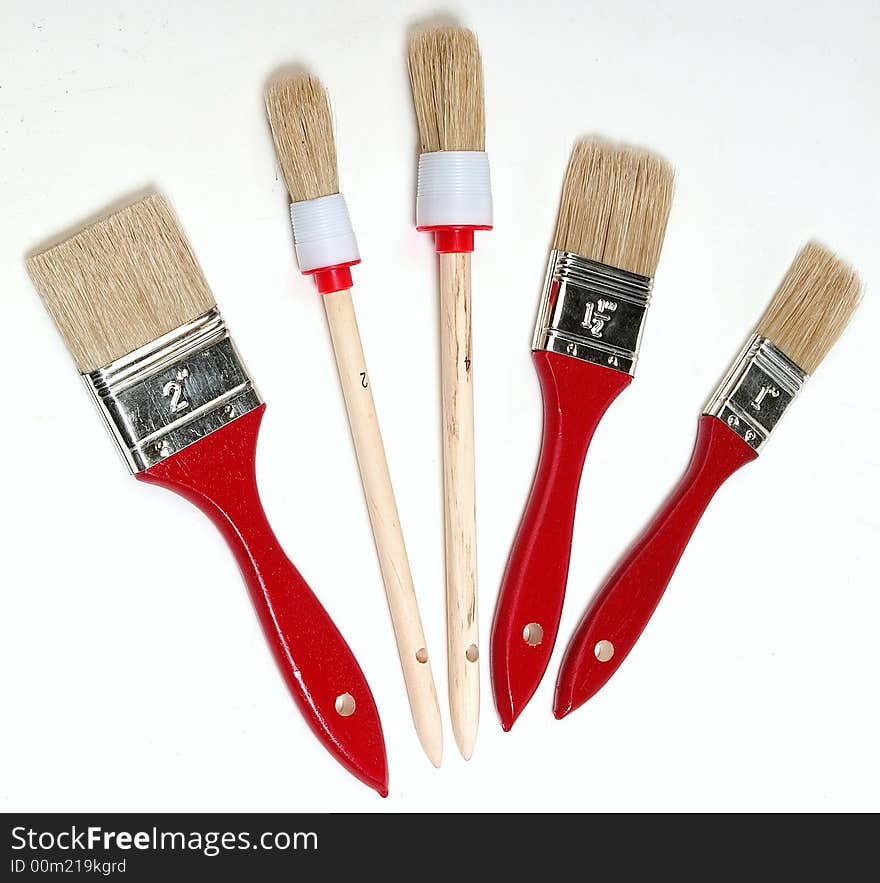 Group of brushes on white