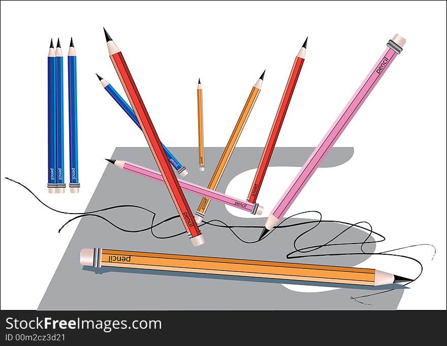 The vector image of color pencils