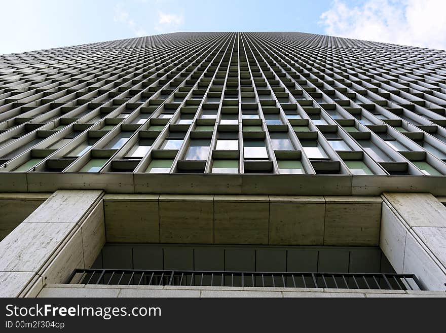 Dizzying image of tall skyscraper in downtown boston. Dizzying image of tall skyscraper in downtown boston