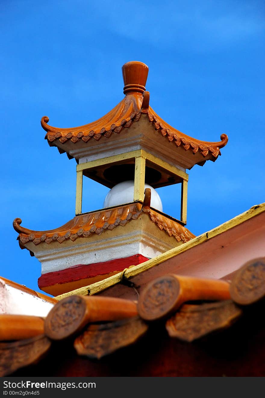 Beautiful focus a chinese temple image on the blue sky background