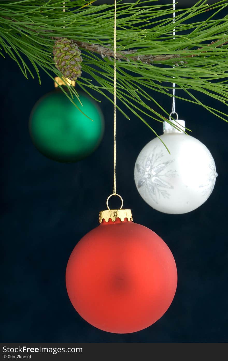 Christmas Decoration on a tree with a blue background