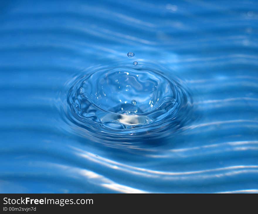 A drop of water in blue. A drop of water in blue