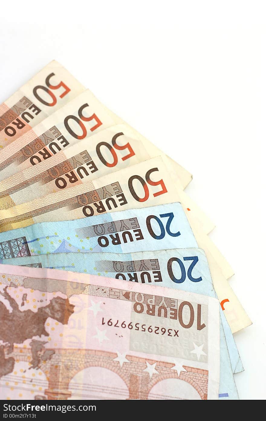 European money on white background