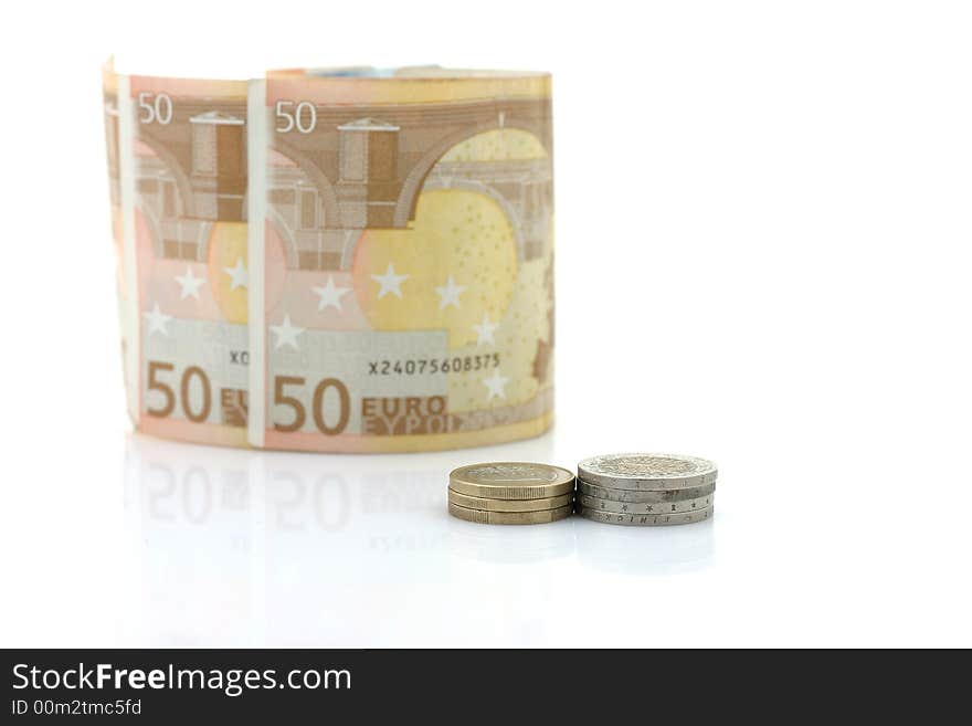 European money on white background