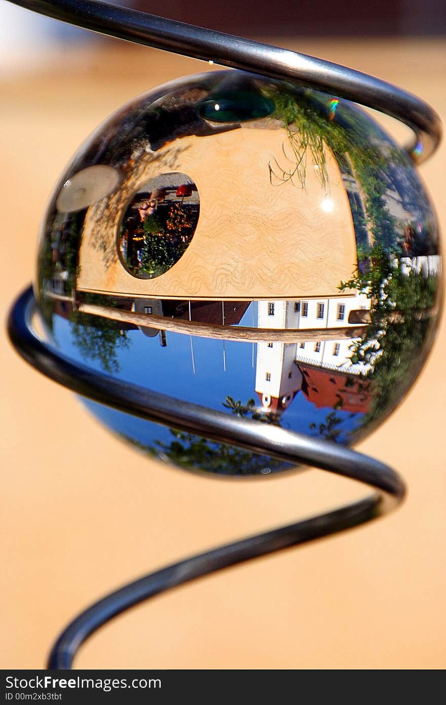 The castle of my home town through a glass ball. The castle of my home town through a glass ball