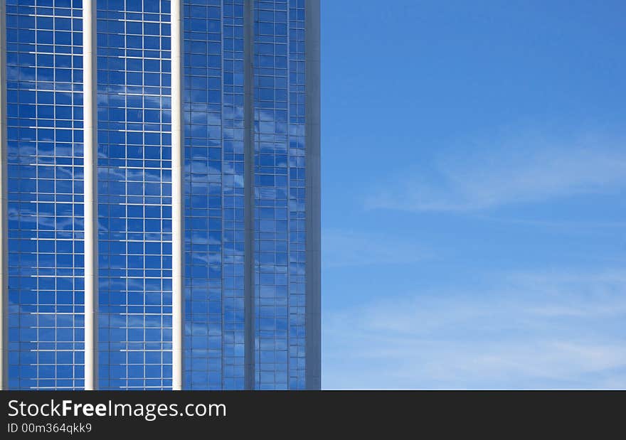 Office windows and blue sky