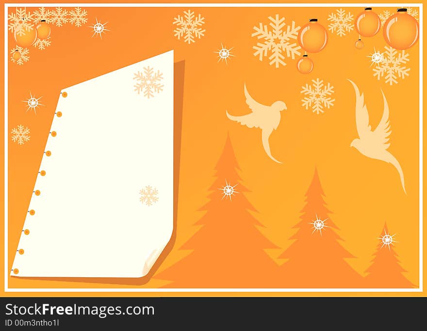 Christmas message on the images of pine and stars. Christmas message on the images of pine and stars