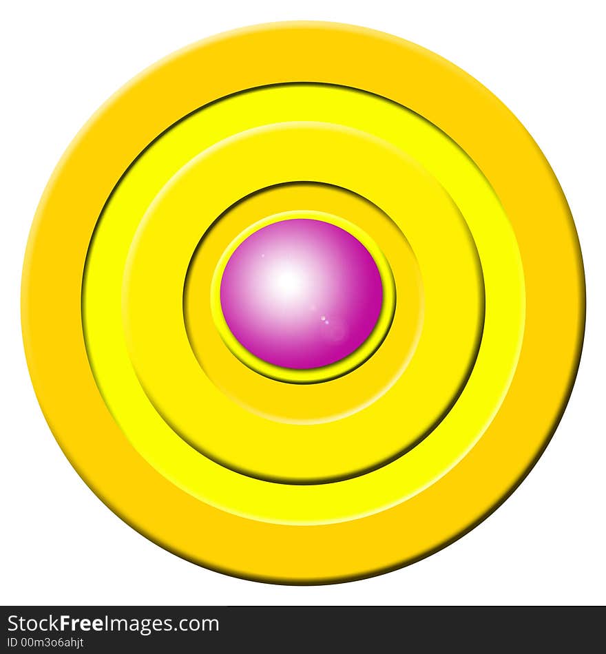 Plastic golden buzzer with a pink plastic button. Plastic golden buzzer with a pink plastic button