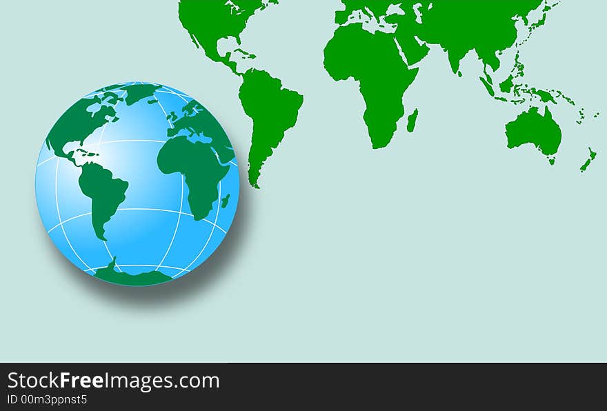 Vector art of a World map with globe