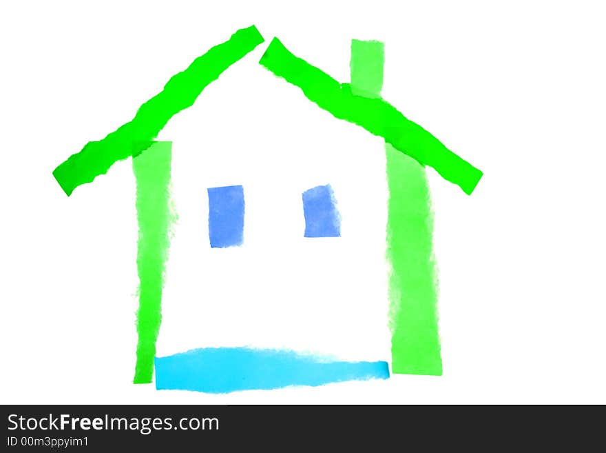 House from paper on white background