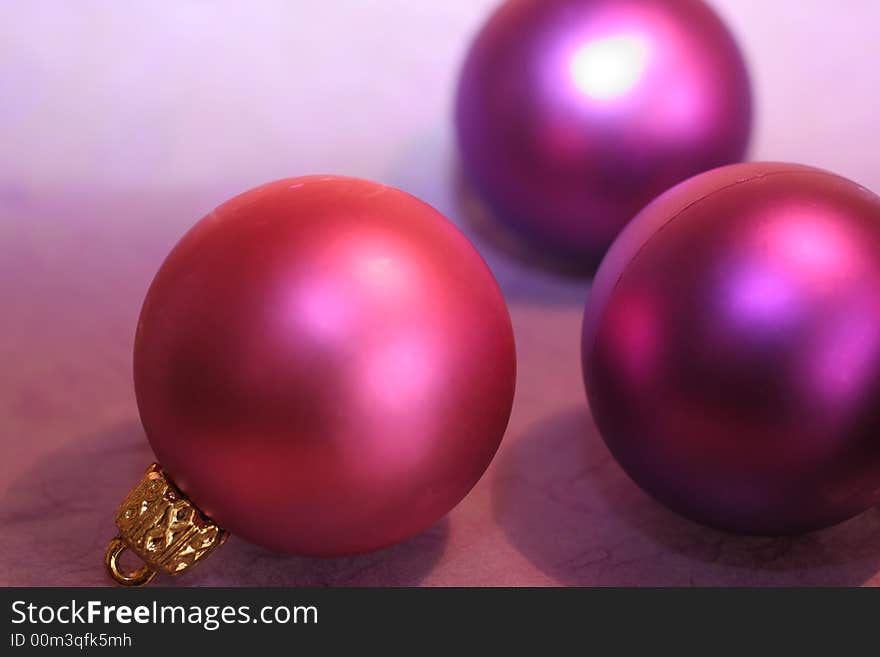 Pink and purple christmas baubles ,christmas decoration