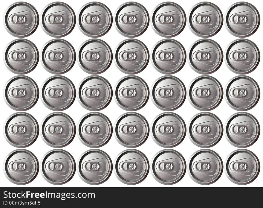 Lot of tins as wall on white background. Lot of tins as wall on white background