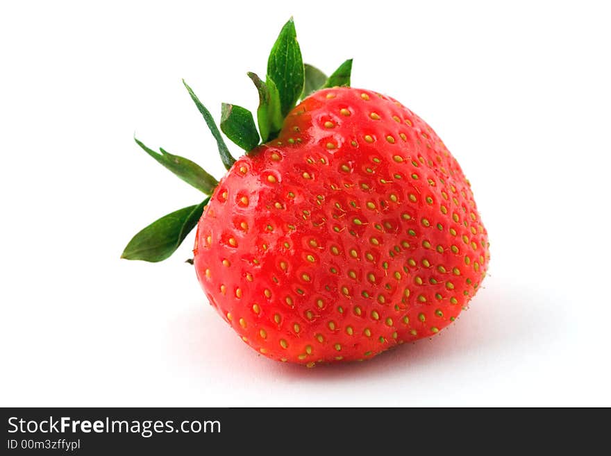 Ripe strawberry isolated on white background with clipping path