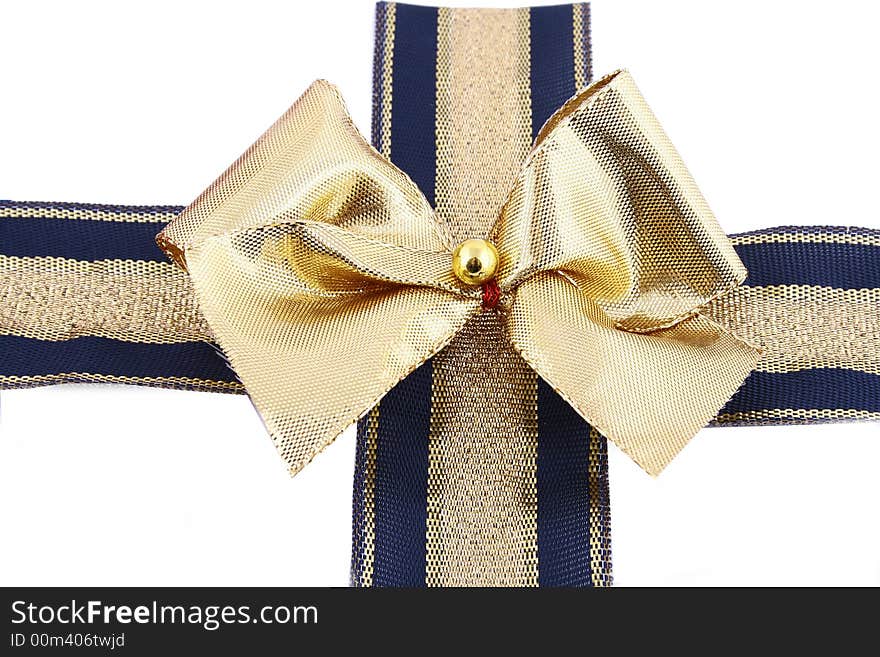 Gift golden ribbon and bow