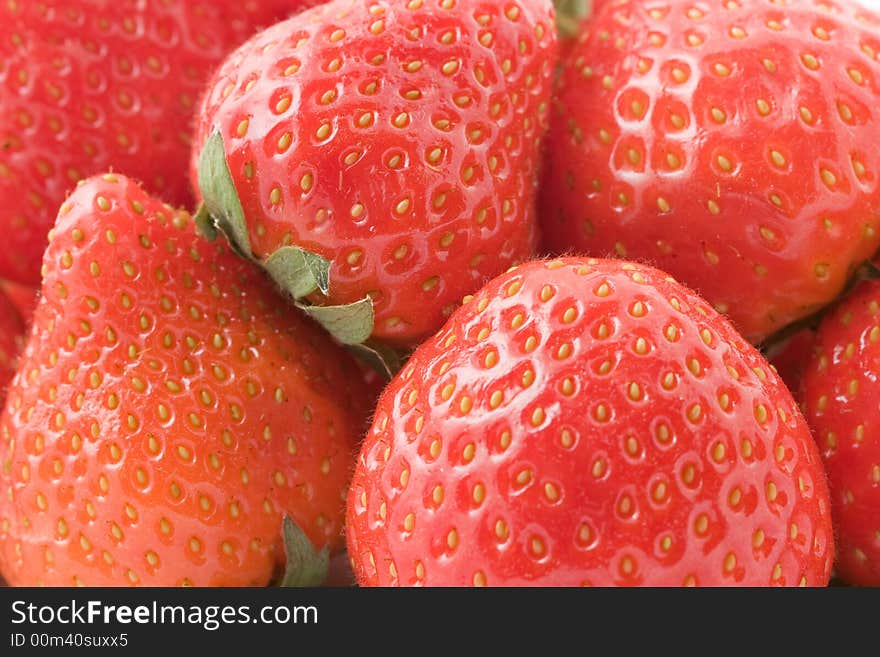 Red ripe strawberry background close-up