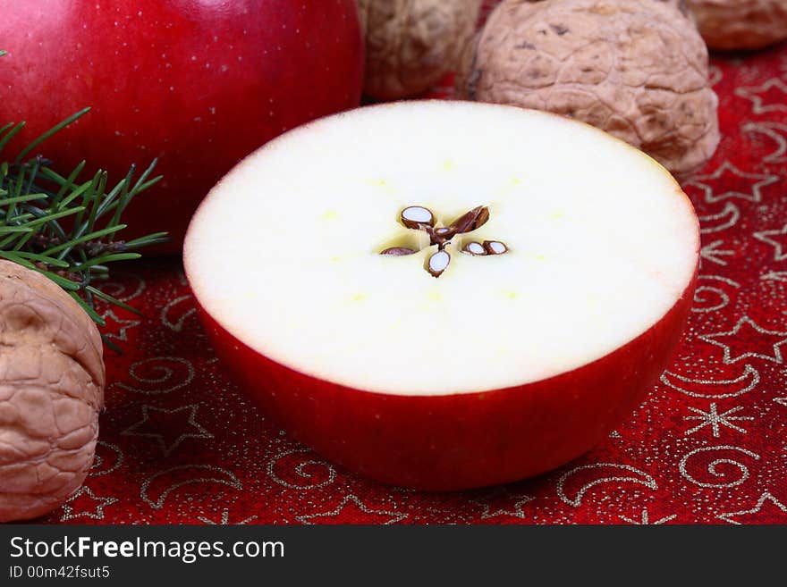 Christmas still life with apples