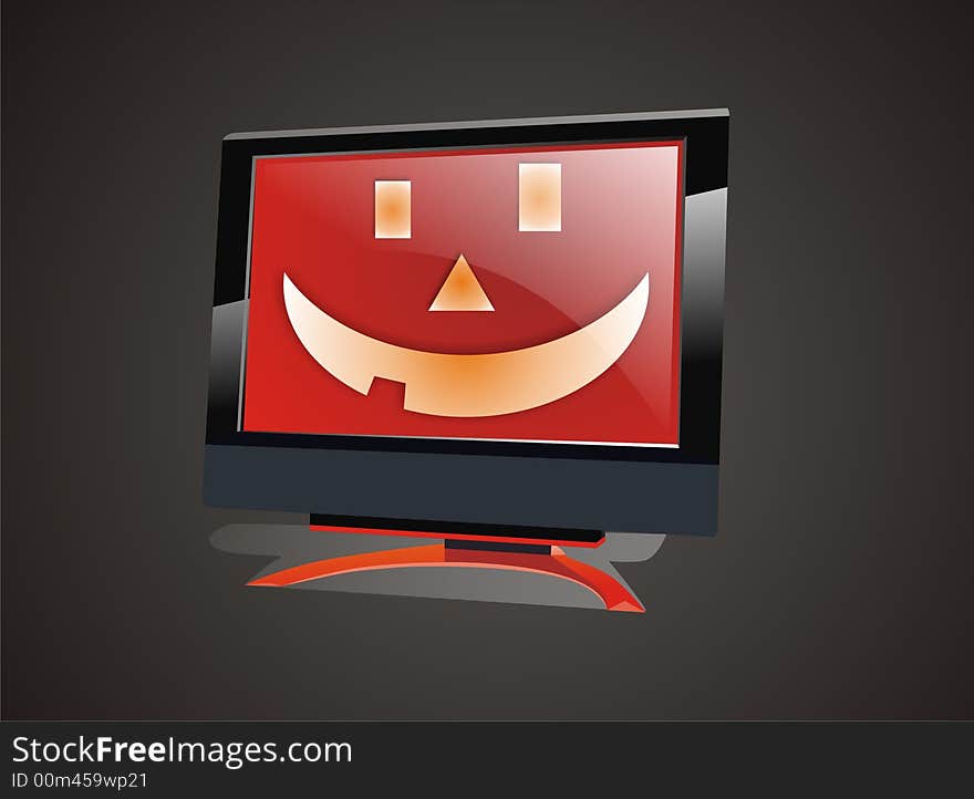 Black Halloween lcd monitor isolated with black background