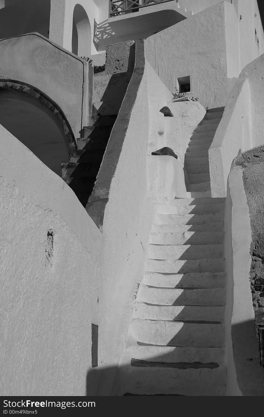 Black and white of a particular greek island