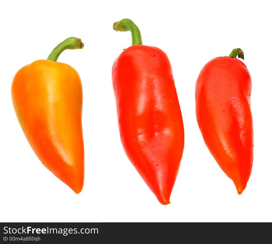 Three peppers isolated on white