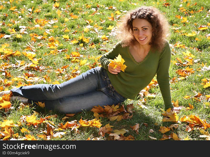 Woman with the yellow leaf