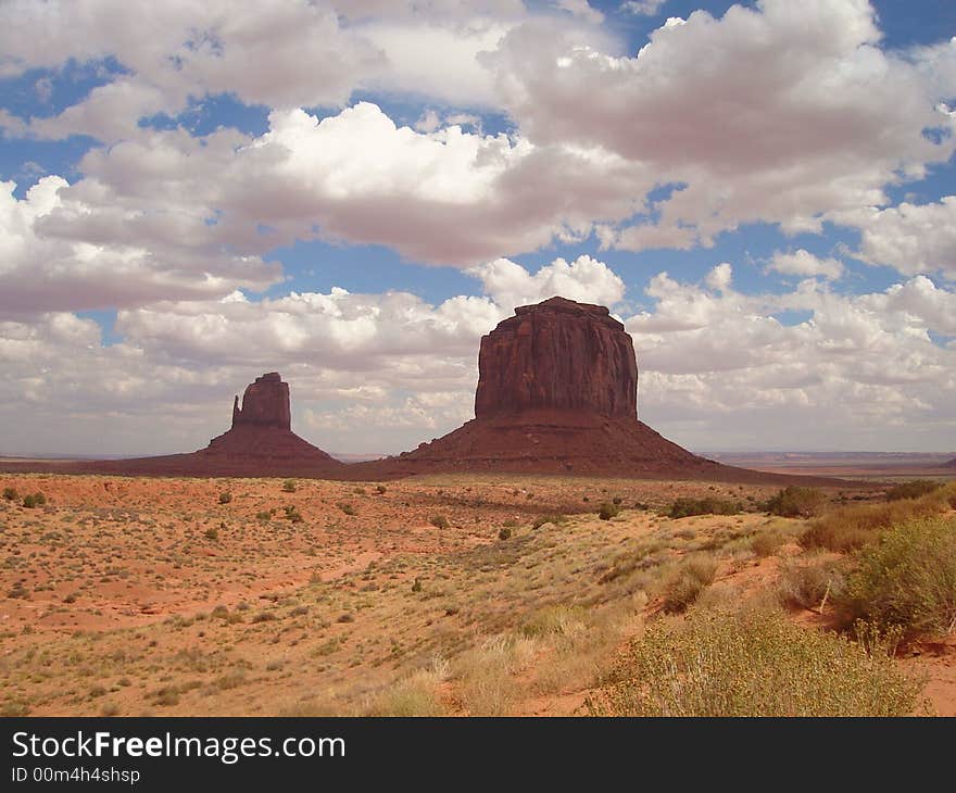 The picture of Buttes taken from Valley Drive in Monument Valley. The picture of Buttes taken from Valley Drive in Monument Valley