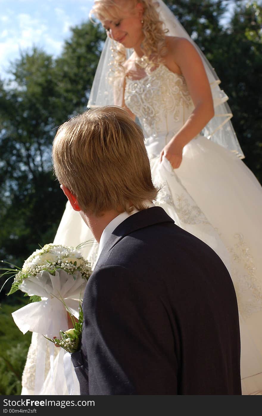 A wedding bride and bridegroom