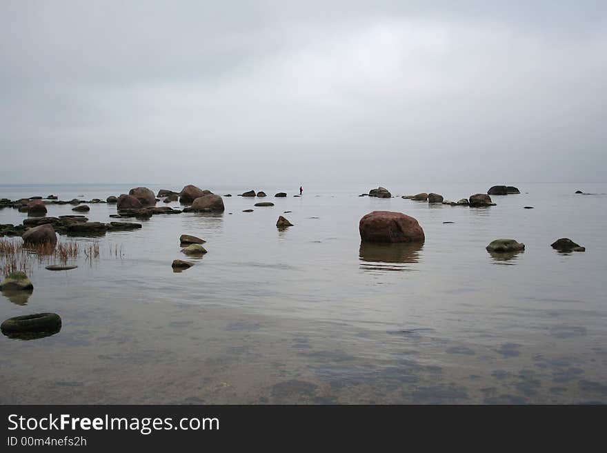 The silent sea in a cool of October. The silent sea in a cool of October