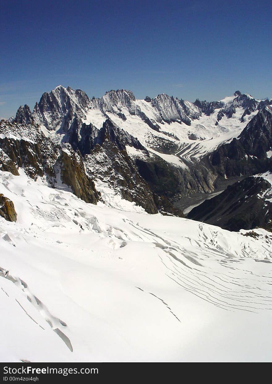 View on the mere du glace from the Mont Blanc. View on the mere du glace from the Mont Blanc