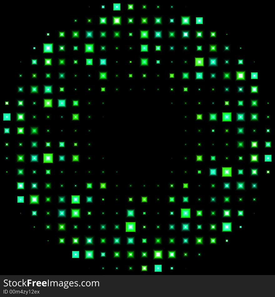 Abstract Green Wreath with light effect and black copy space in center.