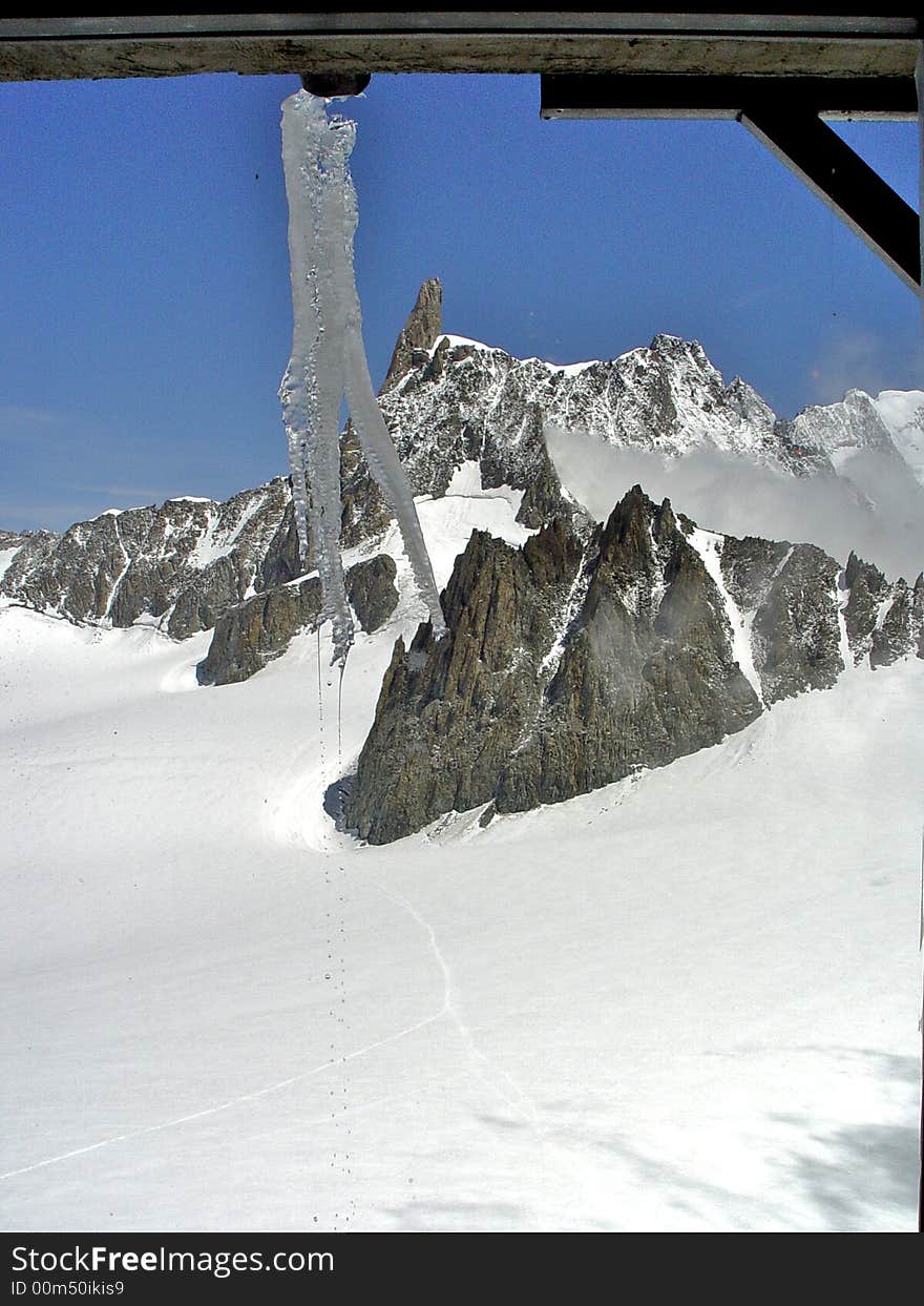 View on the mere du glace from the Mont Blanc. View on the mere du glace from the Mont Blanc