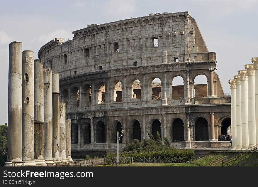 Colosseum between column in Rome. Colosseum between column in Rome