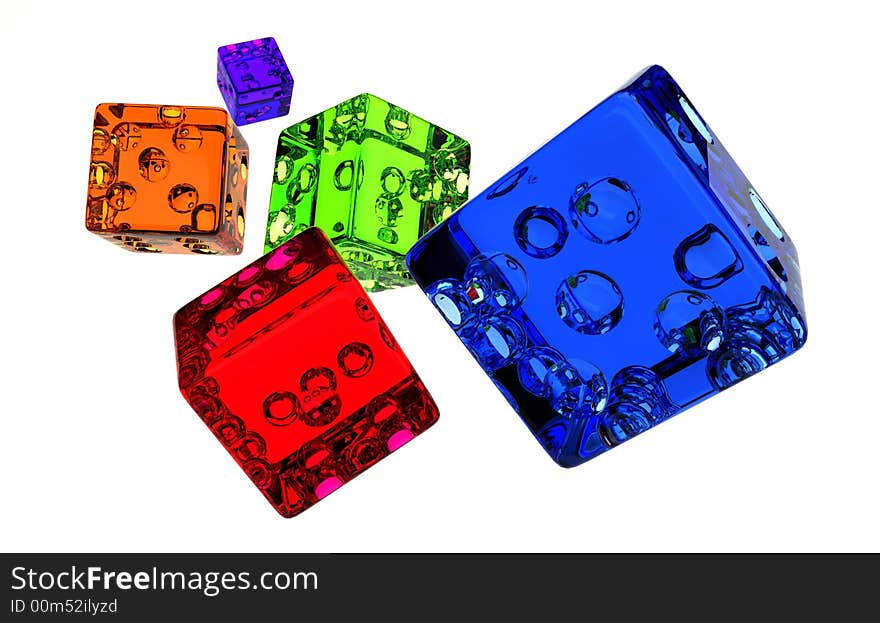 A graphic of 3D colorful dices. A graphic of 3D colorful dices