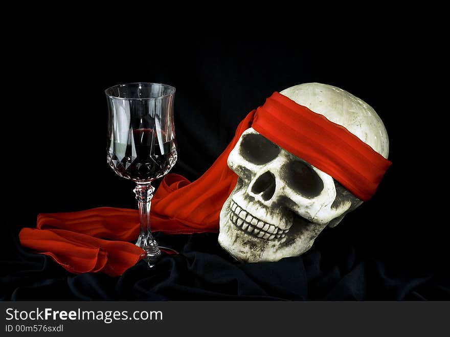 Skull With The Glass Of Wine