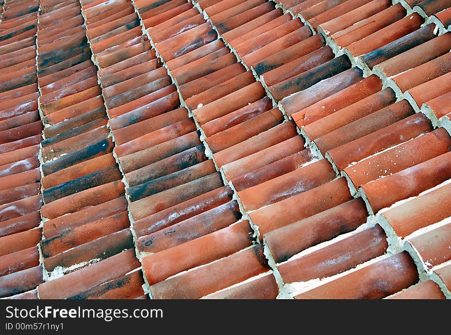 Red spanish roof tiles, Fuerteventura.