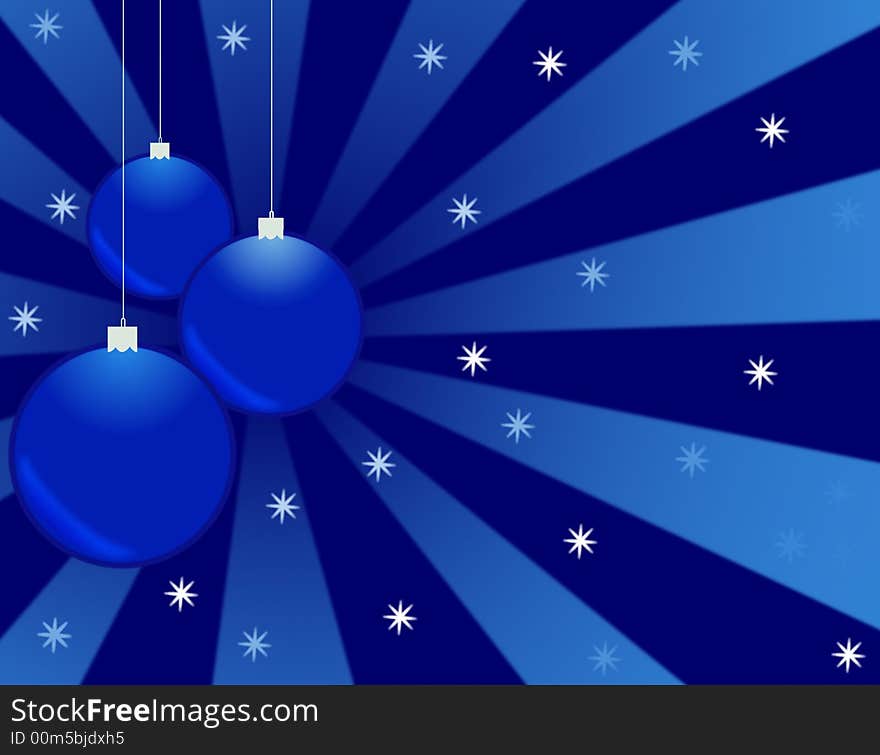 Glass balls against blue rays and stars. Glass balls against blue rays and stars