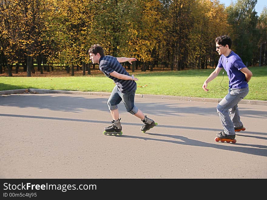 Two rollers in the motion. Two rollers in the motion